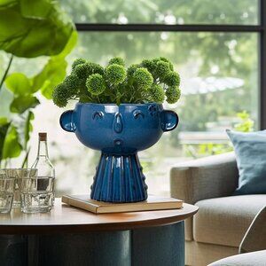 NEW 7 Inch Cute Face Planter for Indoor Outdoor Plants Ceramic Succulent Pot